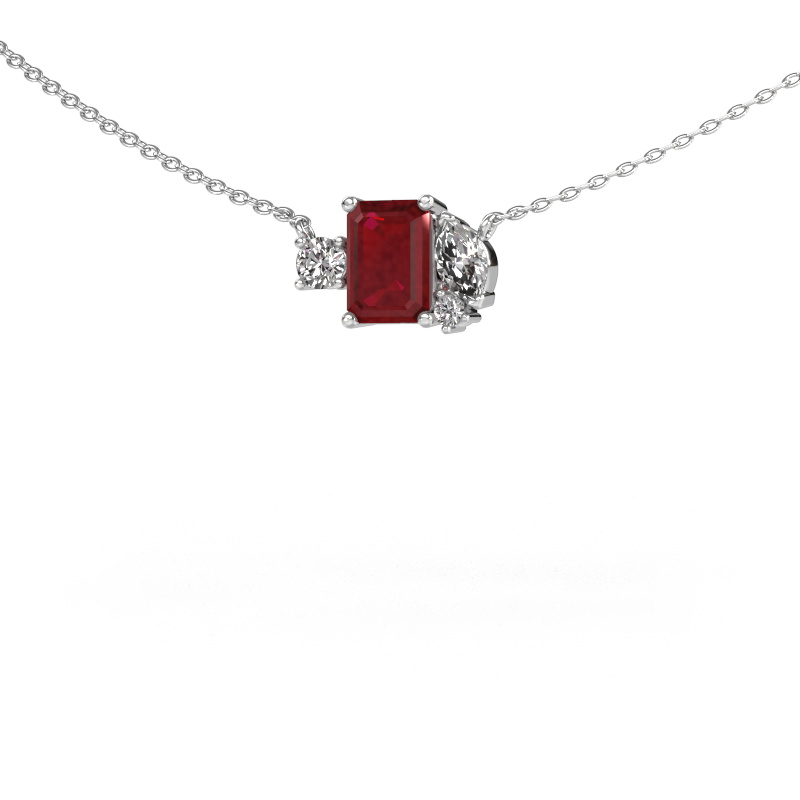 Image of Pendant Frauke EME 585 white gold Ruby 7x5 mm