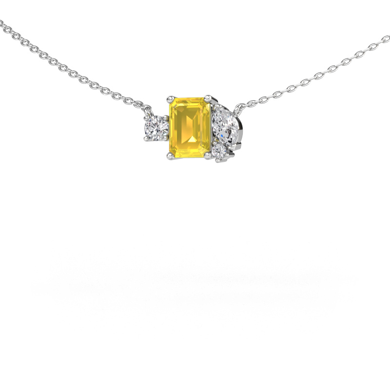Image of Pendant Frauke EME 585 white gold Yellow sapphire 7x5 mm