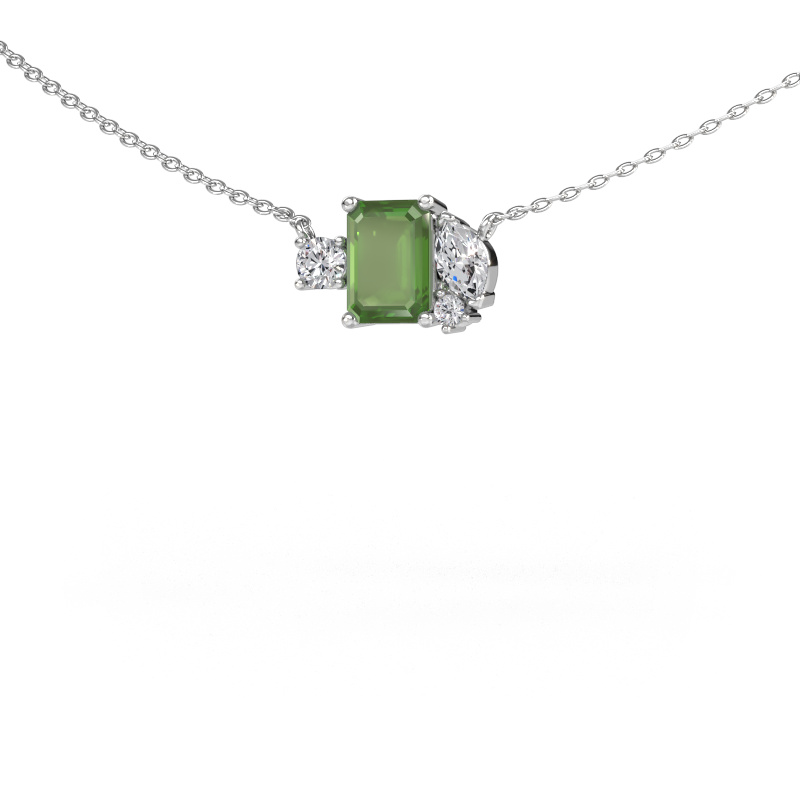 Afbeelding van Hanger Frauke EME 950 platina Toermalijn groen 7x5 mm