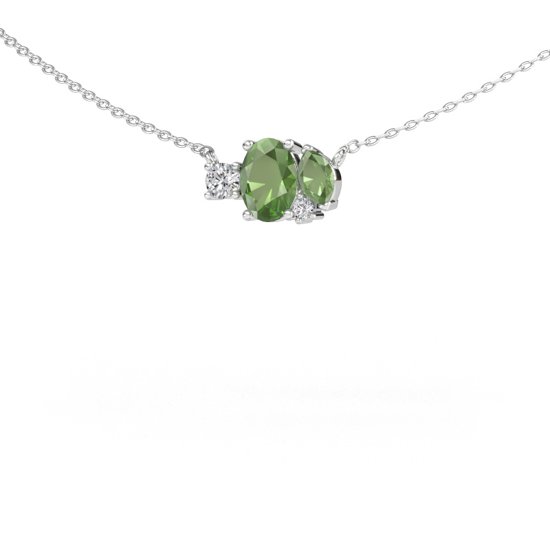 Immagine di Ciondolo Frauke OVL 585 oro bianco Tormalina verde 7x5 mm