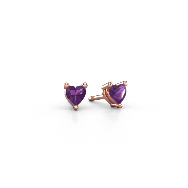 Image of Stud earrings Garnet 585 rose gold Amethyst 4 mm