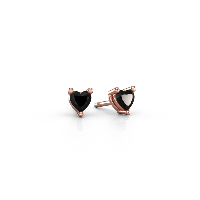 Image of Stud earrings Garnet 585 rose gold Black diamond 0.60 crt
