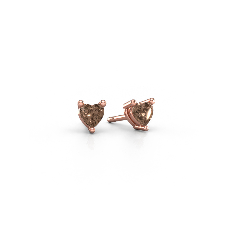Image of Stud earrings Garnet 585 rose gold Brown diamond 0.50 crt