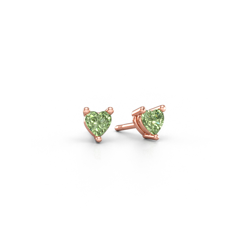 Immagine di Orecchini a lobo Garnet 585 oro rosa Diamante lab grown verde 4 mm