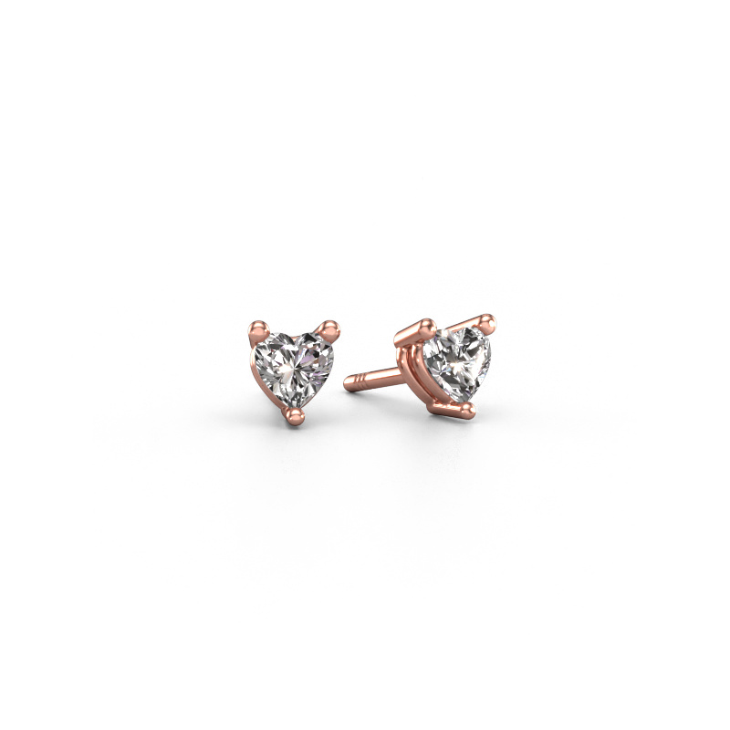 Image of Stud earrings Garnet 585 rose gold Zirconia 4 mm