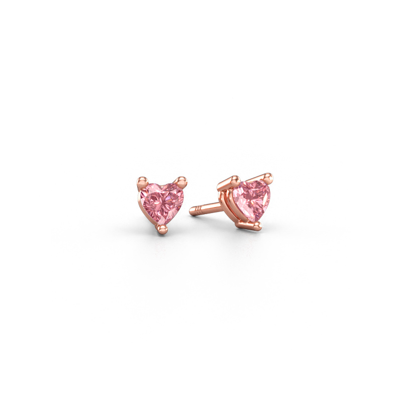 Afbeelding van Oorstekers Garnet 585 rosé goud Roze lab grown diamant 4 mm