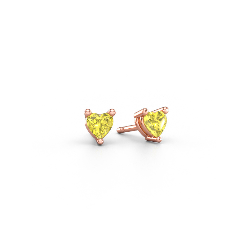Bild av Stiftörhängen Garnet 585 roséguld Gul labbodlad diamant 4 mm