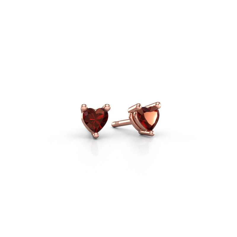 Image of Stud earrings Garnet 585 rose gold Garnet 4 mm