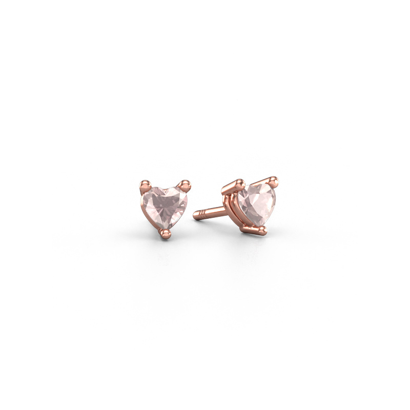 Image of Stud earrings Garnet 585 rose gold Morganite champagne 4 mm