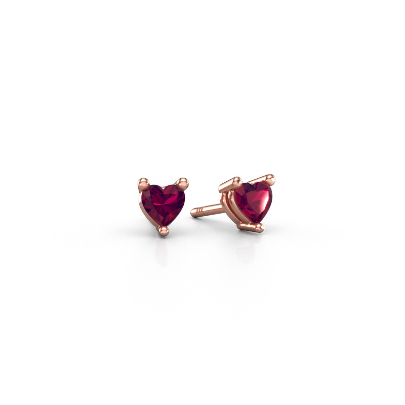 Image of Stud earrings Garnet 585 rose gold Rhodolite 4 mm