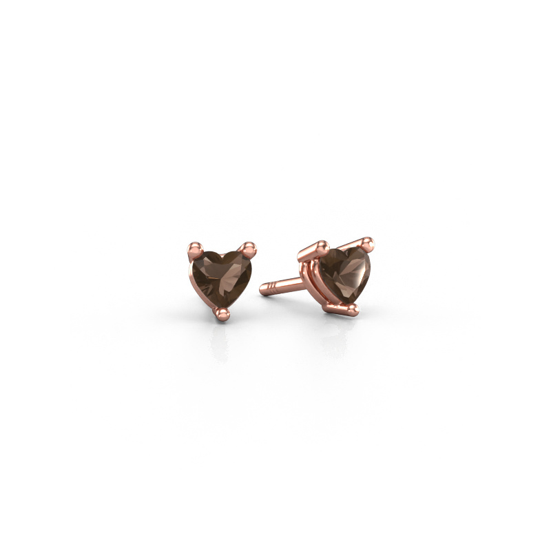 Image of Stud earrings Garnet 585 rose gold Smokey quartz 4 mm