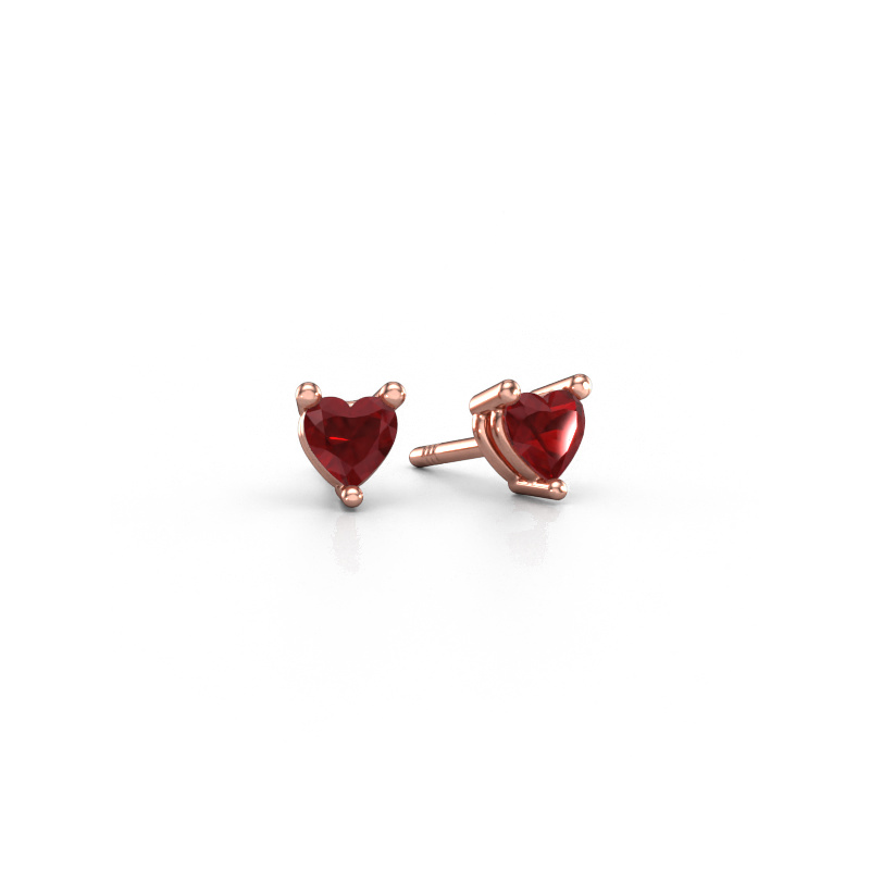 Image of Stud earrings Garnet 585 rose gold Ruby 4 mm