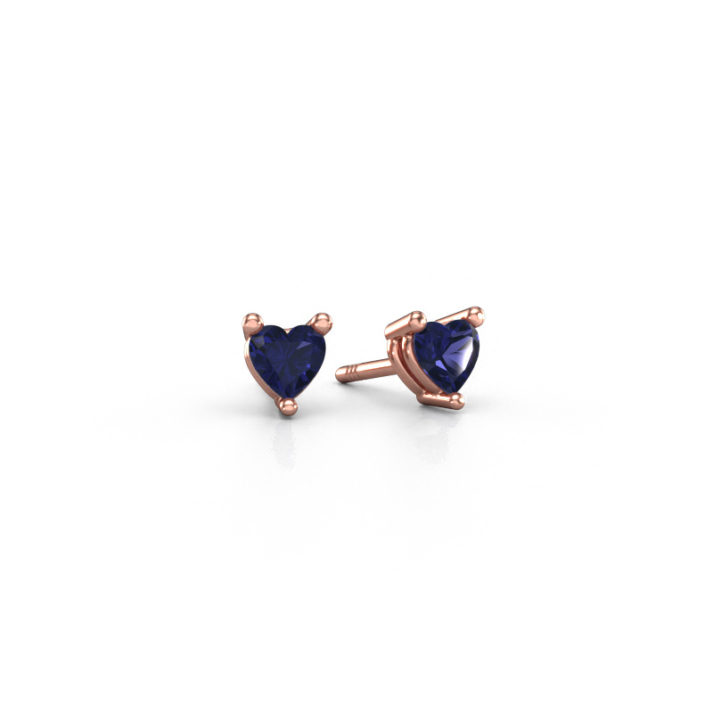 Image of Stud earrings Garnet 585 rose gold Sapphire 4 mm