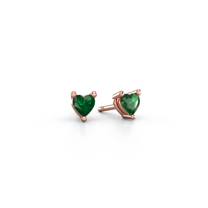 Image of Stud earrings Garnet 585 rose gold Emerald 4 mm