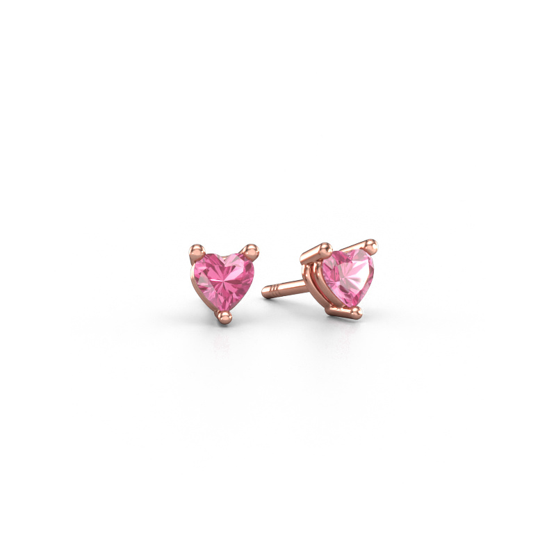 Image of Stud earrings Garnet 585 rose gold Pink sapphire 4 mm