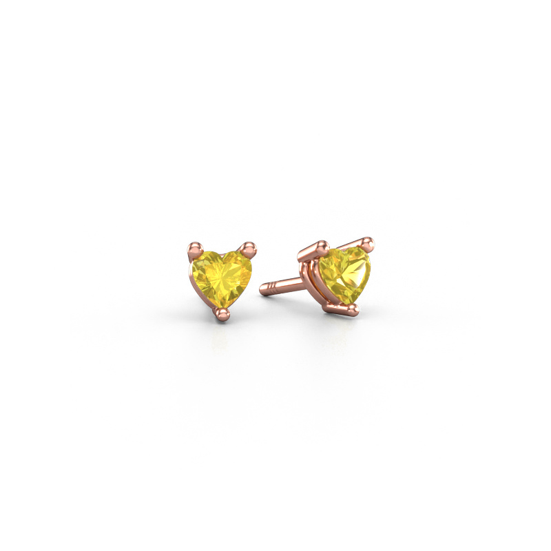 Image of Stud earrings Garnet 585 rose gold Yellow sapphire 4 mm