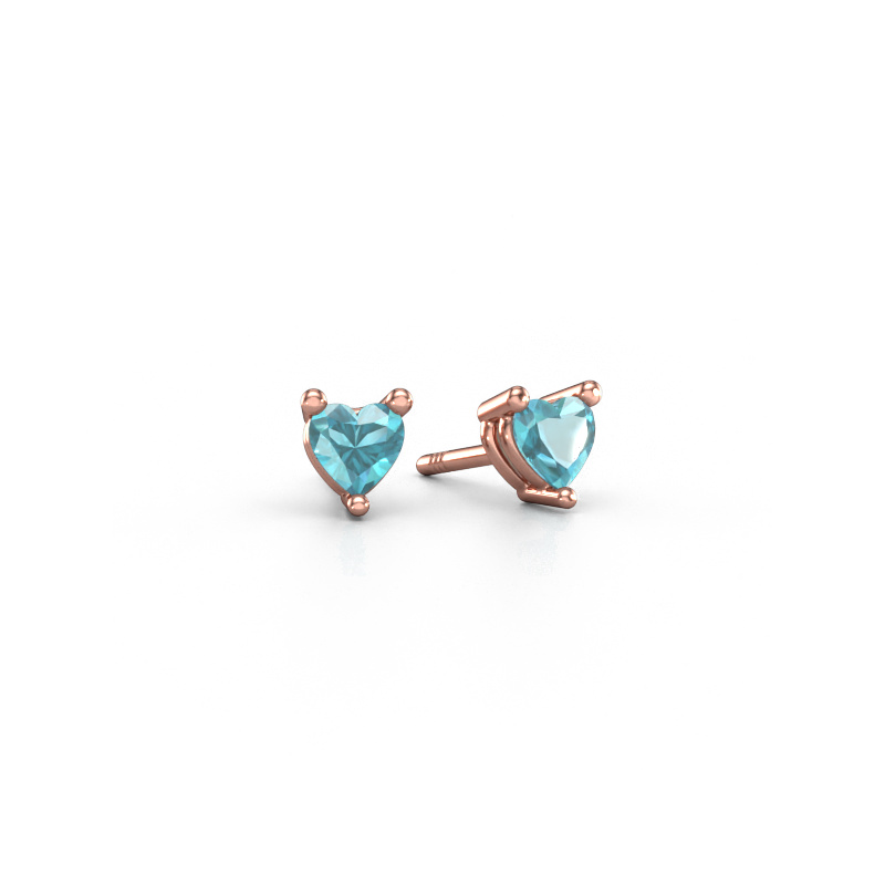 Image of Stud earrings Garnet 585 rose gold Blue topaz 4 mm