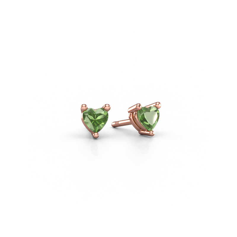Image de Clous d'oreilles Garnet 585 or rose Vert tourmaline 4 mm
