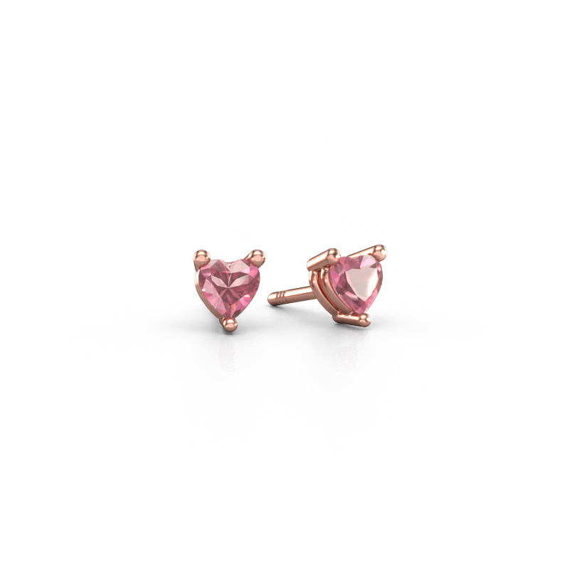 Image of Stud earrings Garnet 585 rose gold Tourmaline pink 4 mm