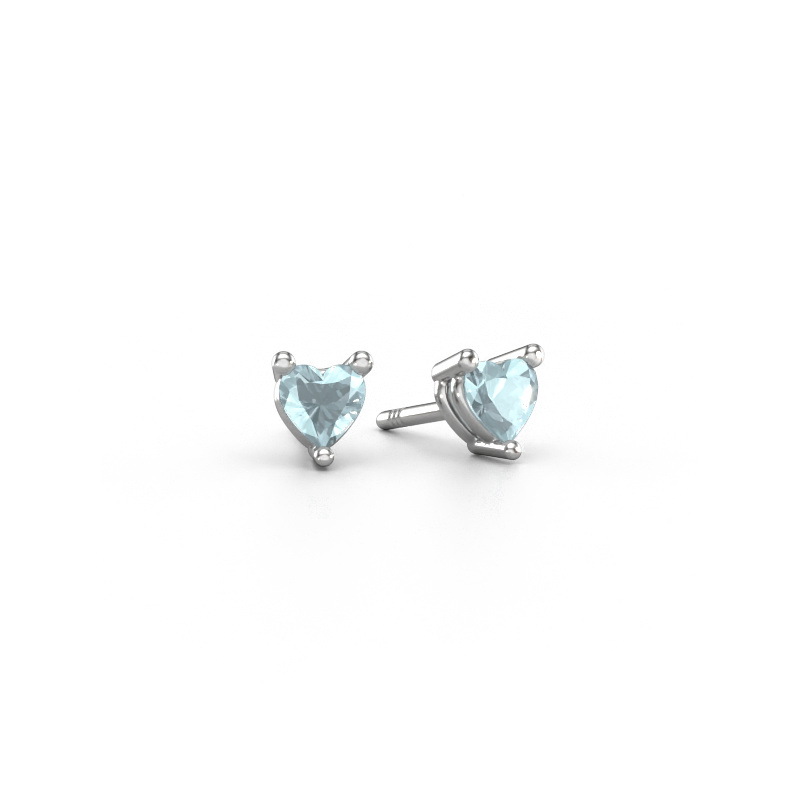 Image of Stud earrings Garnet 585 white gold Aquamarine 4 mm
