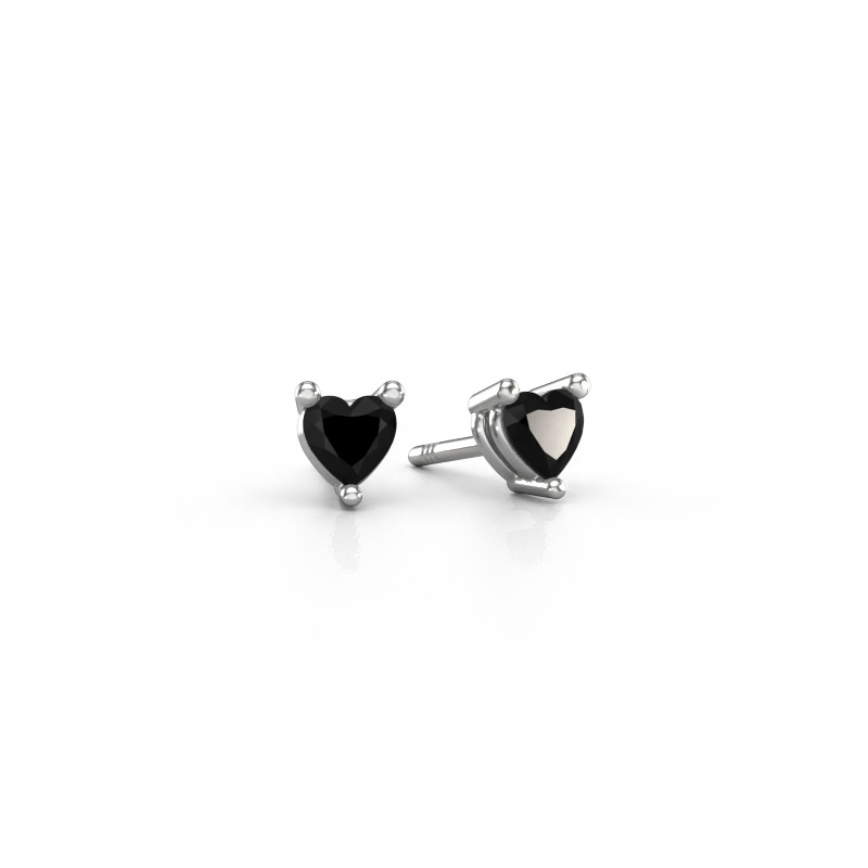 Image of Stud earrings Garnet 585 white gold Black diamond 0.60 crt