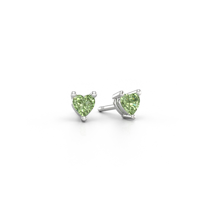 Immagine di Orecchini a lobo Garnet 585 oro bianco Diamante lab grown verde 4 mm