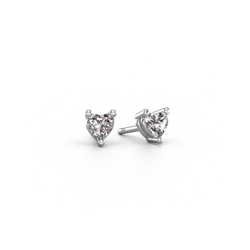 Image of Stud earrings Garnet 585 white gold Lab-grown diamond 0.50 crt