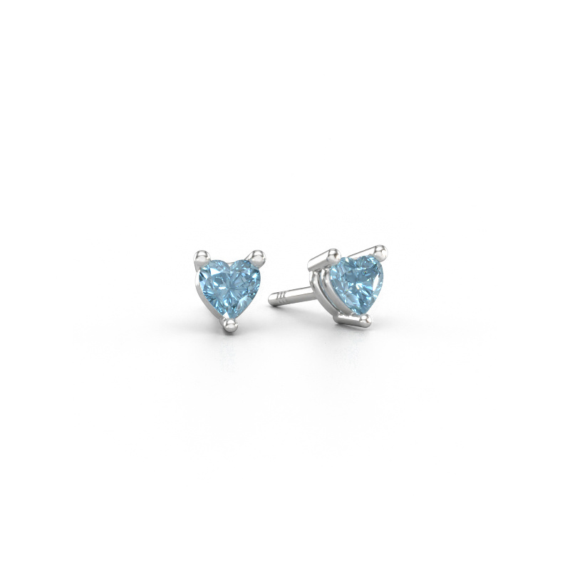 Immagine di Orecchini a lobo Garnet 585 oro bianco Diamante lab grown blu 4 mm