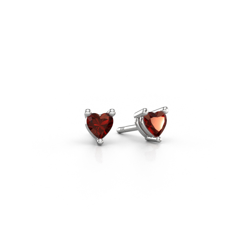 Image de Clous d'oreilles Garnet 585 or blanc Grenat 4 mm