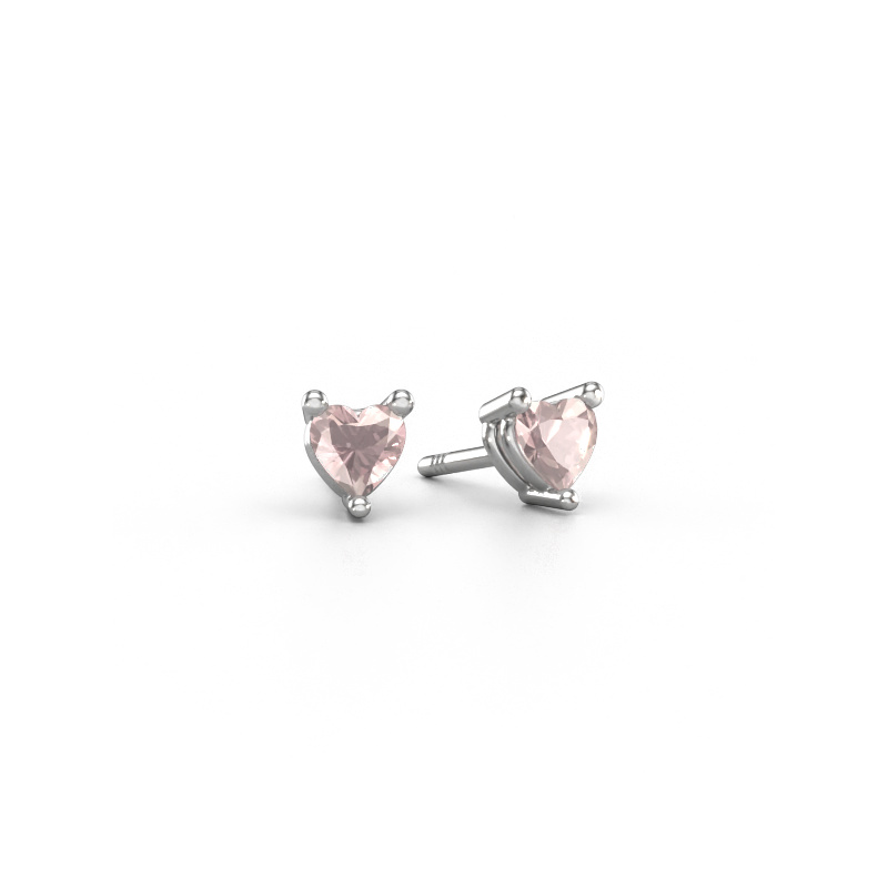 Image of Stud earrings Garnet 585 white gold Morganite champagne 4 mm