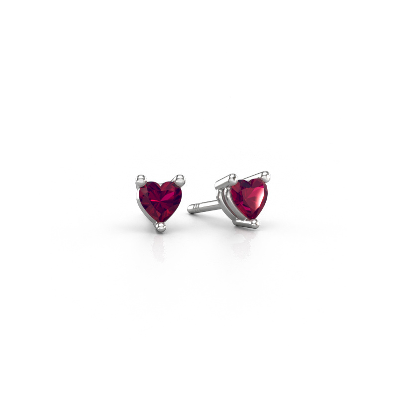 Image of Stud earrings Garnet 585 white gold Rhodolite 4 mm