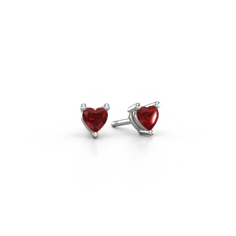 Image of Stud earrings Garnet 585 white gold Ruby 4 mm