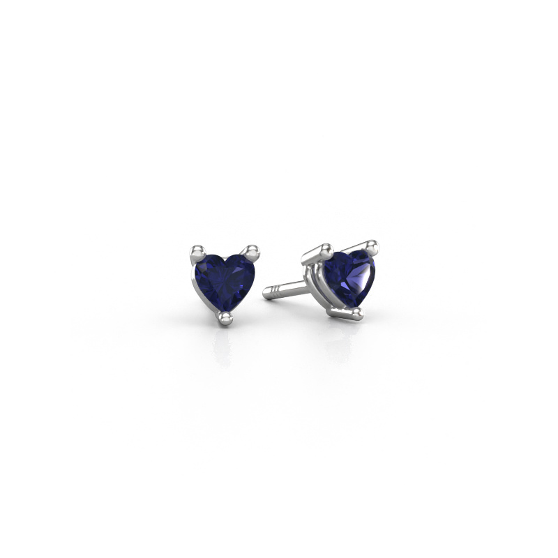 Image of Stud earrings Garnet 585 white gold Sapphire 4 mm