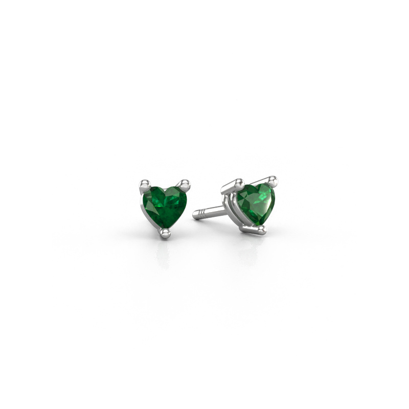 Image of Stud earrings Garnet 585 white gold Emerald 4 mm