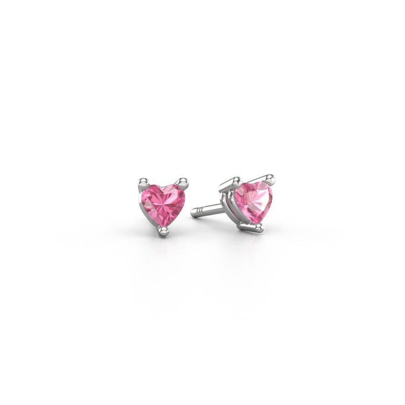 Image of Stud earrings Garnet 585 white gold Pink sapphire 4 mm