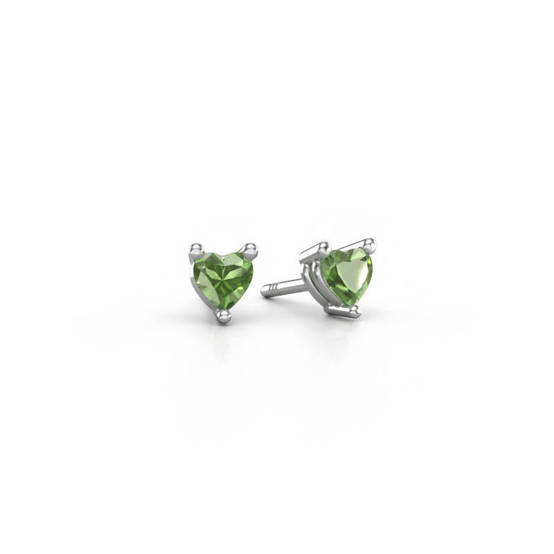 Image de Clous d'oreilles Garnet 585 or blanc Vert tourmaline 4 mm