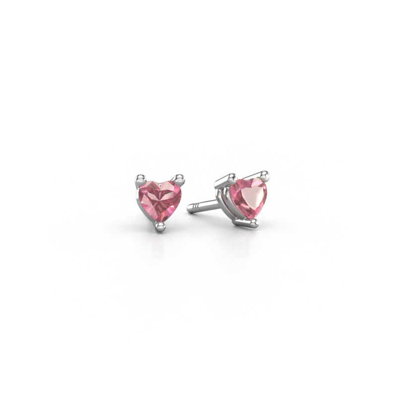 Bild von Ohrsteckers Garnet 585 Weißgold Turmalin rosa 4 mm