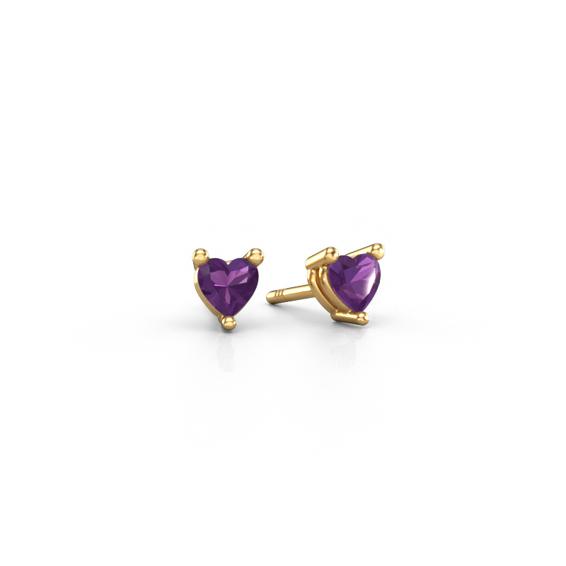 Image of Stud earrings Garnet 585 gold Amethyst 4 mm