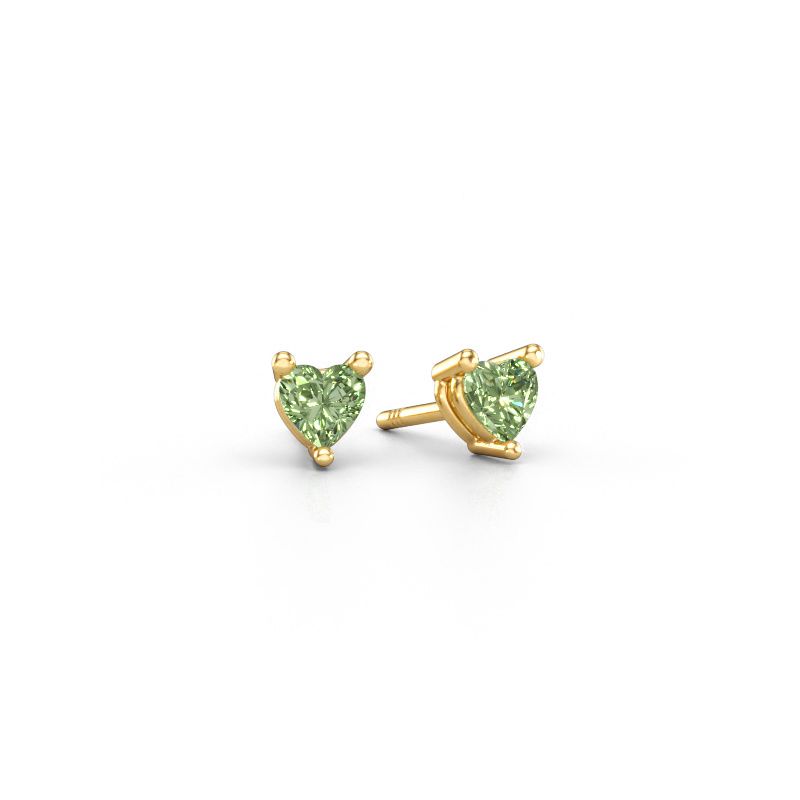 Image of Stud earrings Garnet 585 gold Green lab grown diamond 4 mm