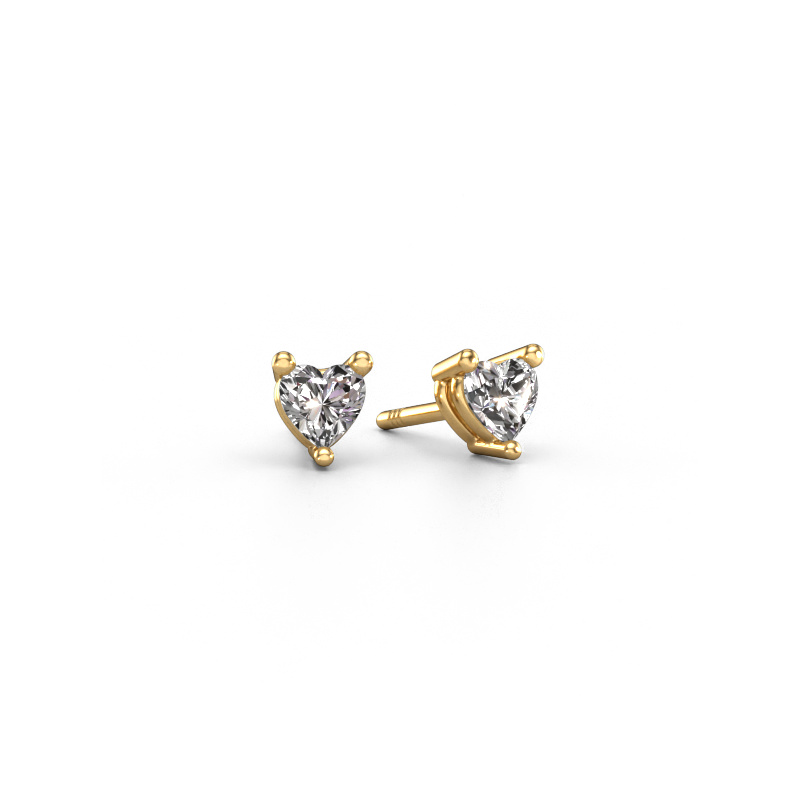 Image of Stud earrings Garnet 585 gold Zirconia 4 mm