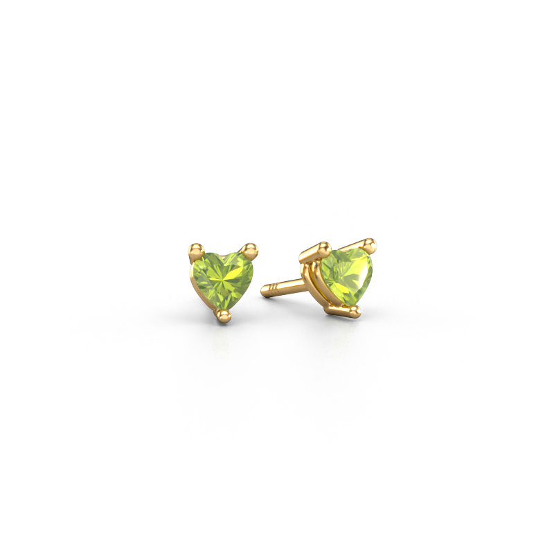 Image of Stud earrings Garnet 585 gold Peridot 4 mm