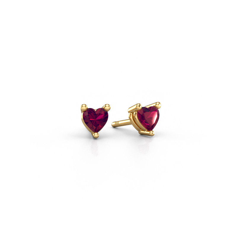 Image de Clous d'oreilles Garnet 585 or jaune Rhodolite 4 mm