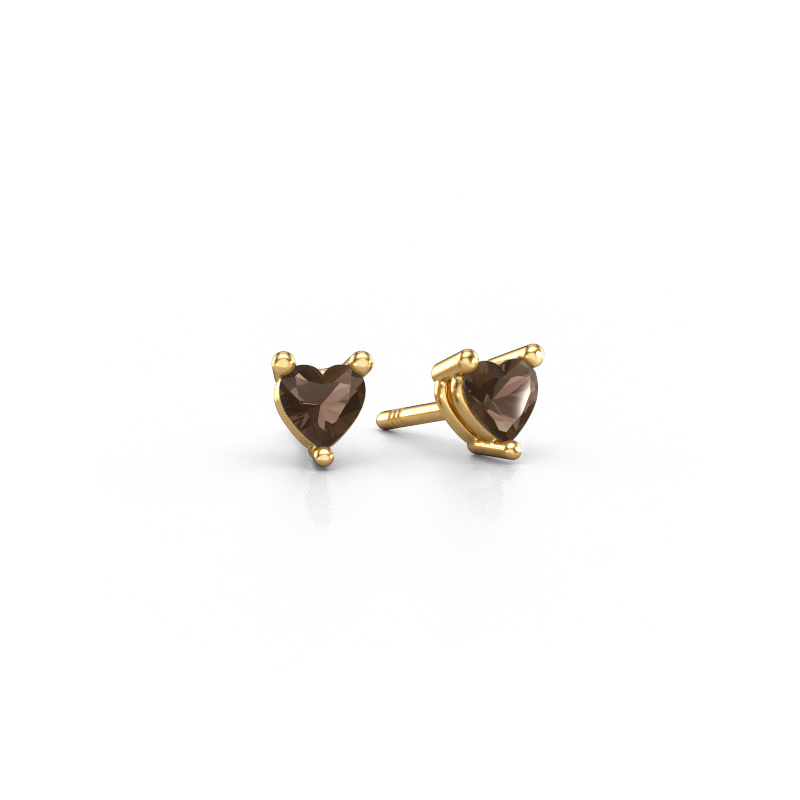 Image of Stud earrings Garnet 585 gold Smokey quartz 4 mm