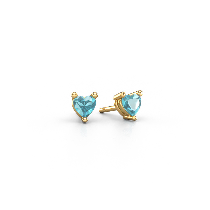 Image of Stud earrings Garnet 585 gold Blue topaz 4 mm