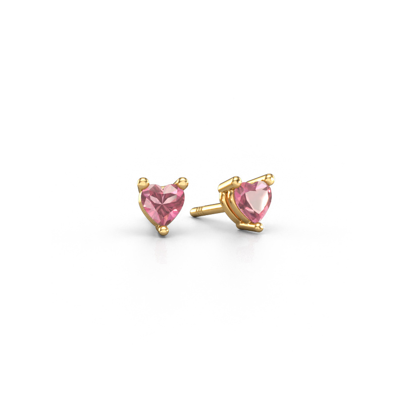 Image of Stud earrings Garnet 585 gold Tourmaline pink 4 mm