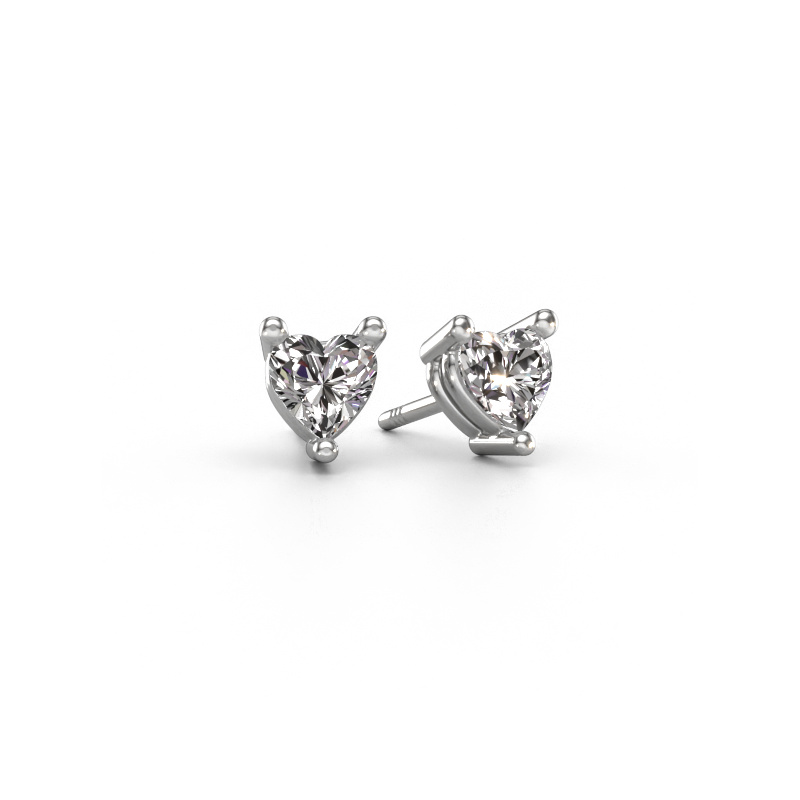 Image of Stud earrings Garnet 585 white gold Diamond 1.00 crt