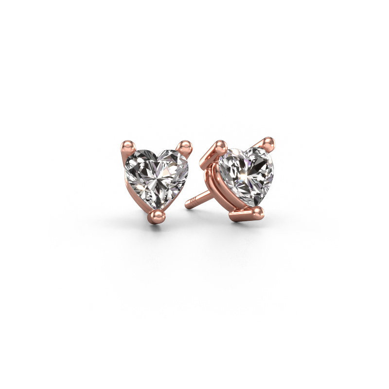 Image de Clous d'oreilles Garnet 585 or rose Diamant 1.60 crt