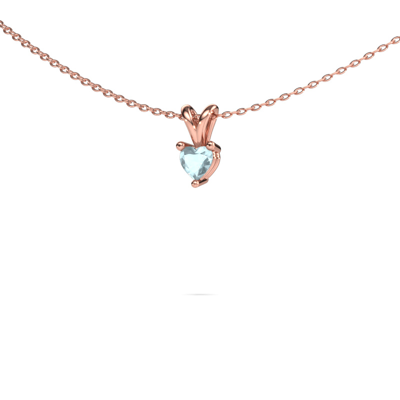 Image of Pendant Garnet 585 rose gold Aquamarine 4 mm