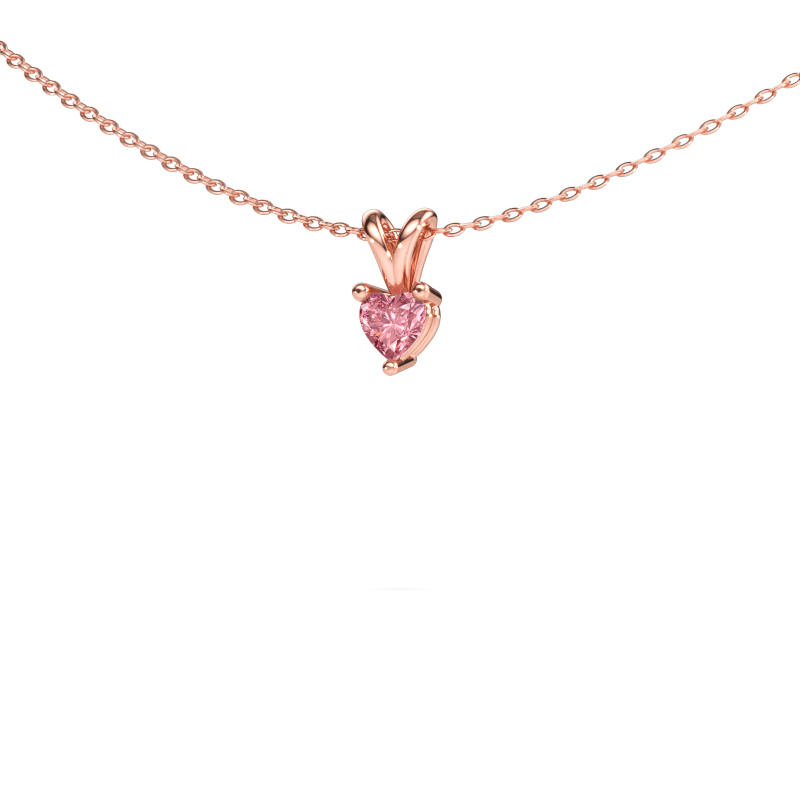 Immagine di Ciondolo Garnet 585 oro rosa Diamante lab grown rosa 4 mm
