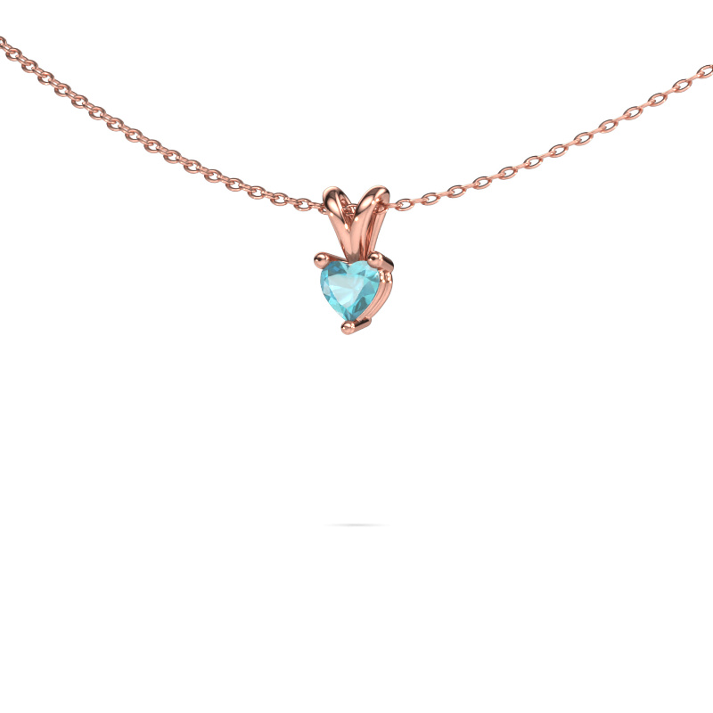 Image of Pendant Garnet 585 rose gold Blue topaz 4 mm